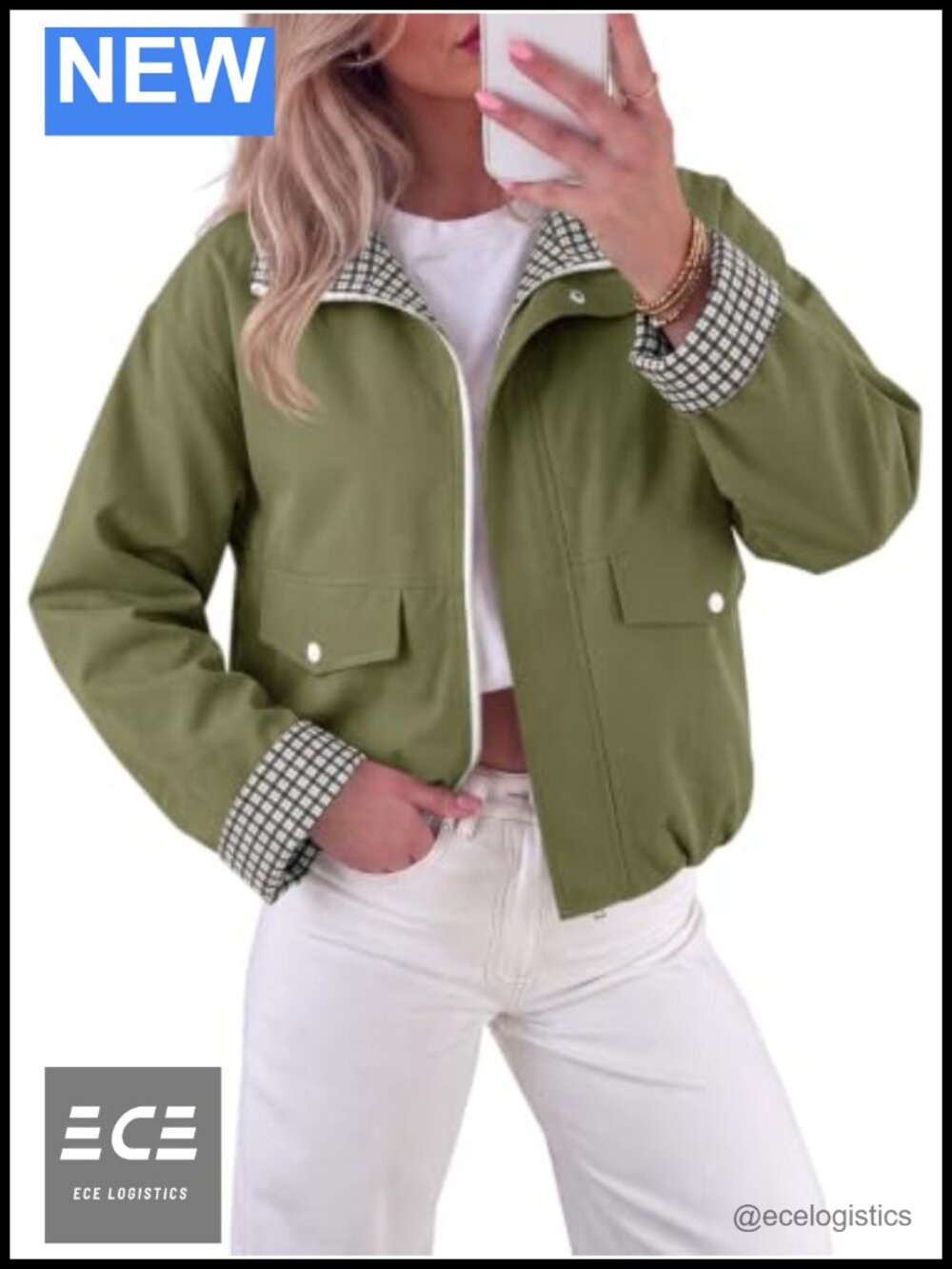 Tankaneo Womens Cropped Bomber Jacket Plaid Lightweight Fall Jacket